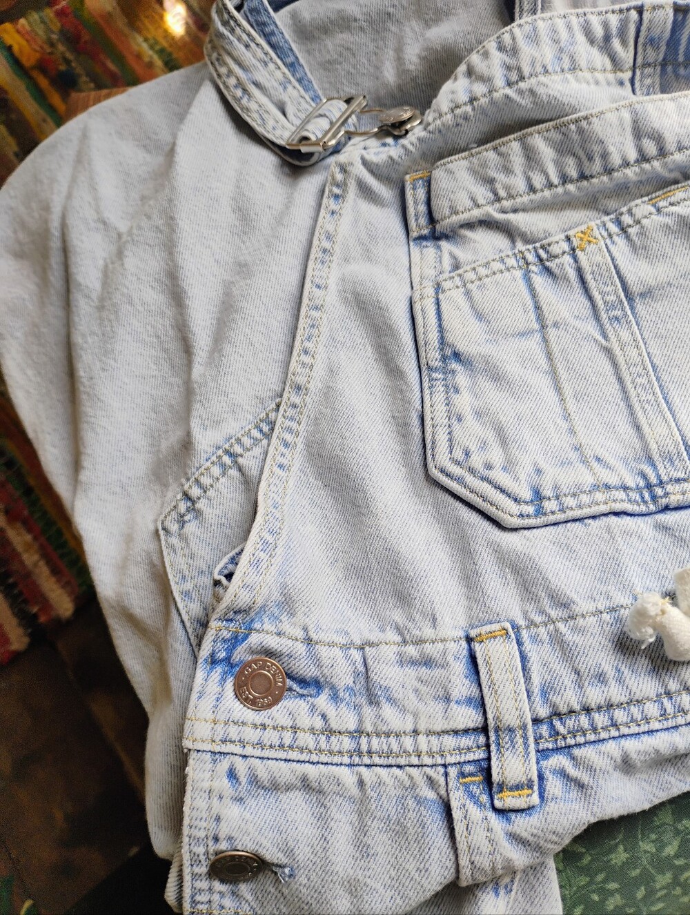 Light Wash Denim Overalls Jumpsuit - Casual Wide-Leg - Picture 5 of 11